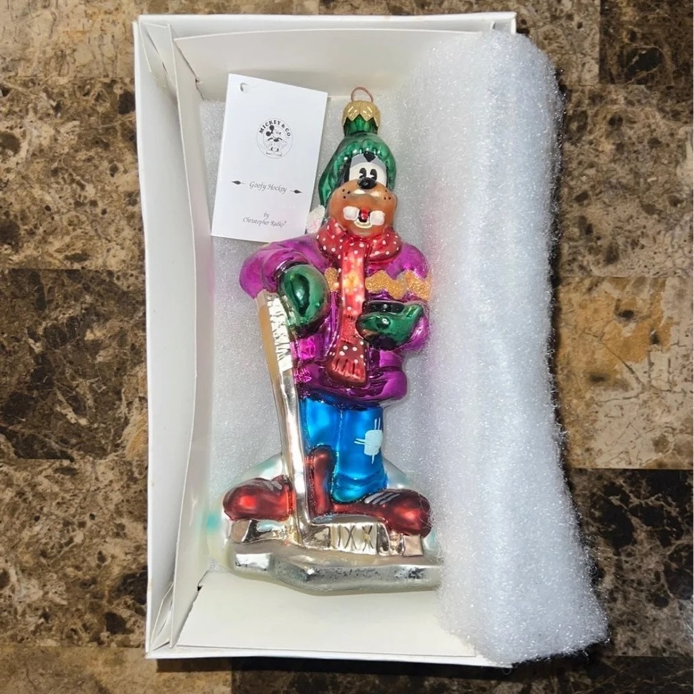 Christopher Radko Goofy hockey ornament